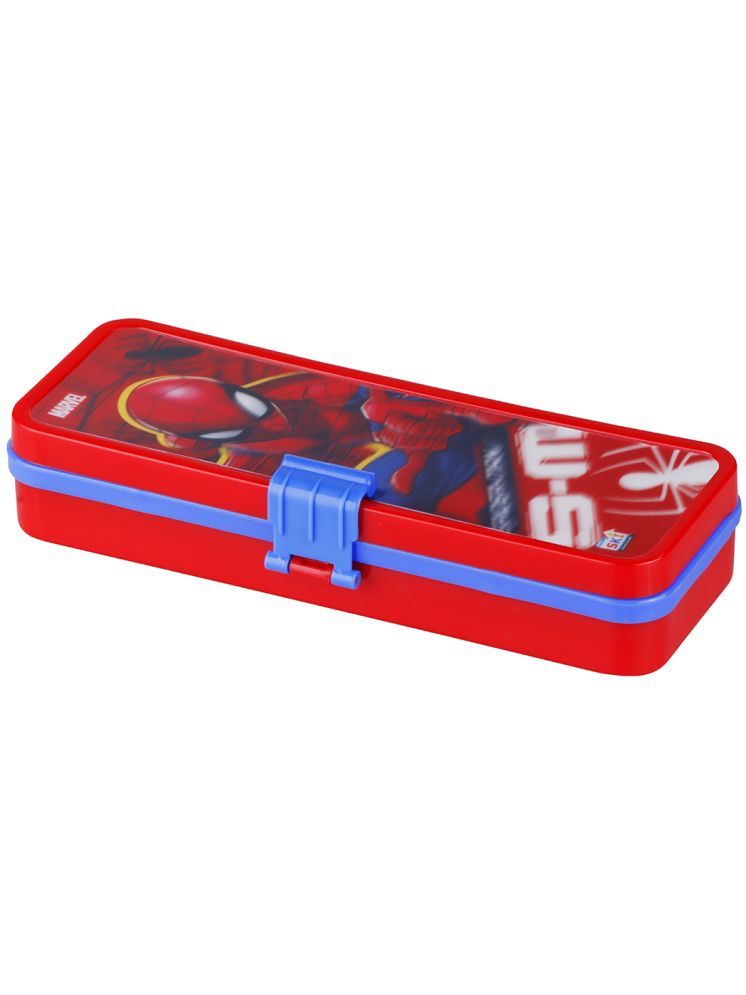     			Seema Kitchenware 3D View Spiderman Printed Charater Double Layer Plastic Pencil Box with 1pcs Pencil,Eraser and Scale for Kids,Boys,Girls(Spiderman in 3D,Pack of 1,Multicolor)