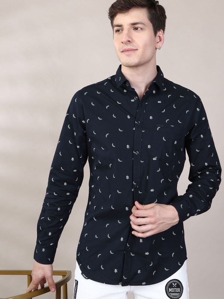     			The Indian Garage Co. 100% Cotton Slim Fit Printed Full Sleeves Men's Casual Shirt - Navy Blue ( Pack of 1 )