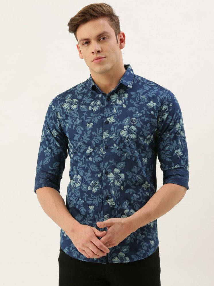     			The Indian Garage Co. 100% Cotton Slim Fit Printed Full Sleeves Men's Casual Shirt - Navy Blue ( Pack of 1 )