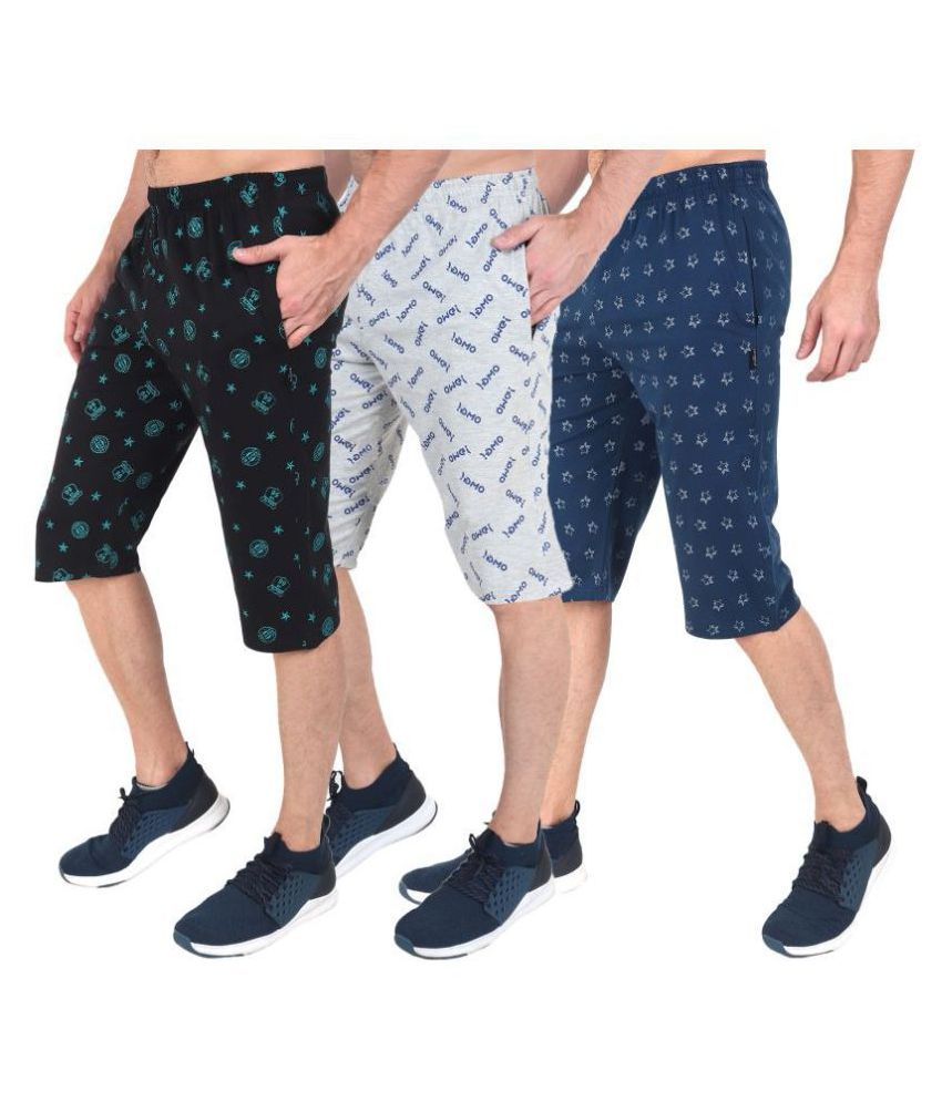     			Zeffit - Multi Cotton Blend Men's Three-Fourths ( Pack of 3 )