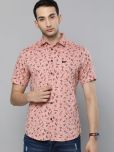 The Indian Garage Co. 100% Cotton Slim Fit Printed Half Sleeves Men's Casual Shirt - Pink ( Pack of 1 )