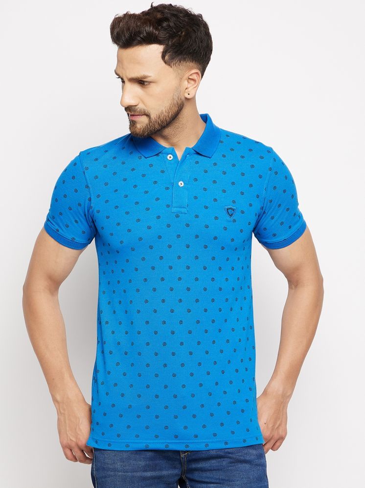     			Camey Pack of 1 Cotton Blend Regular Fit Printed Half Sleeves Men's Polo T Shirt ( Blue )