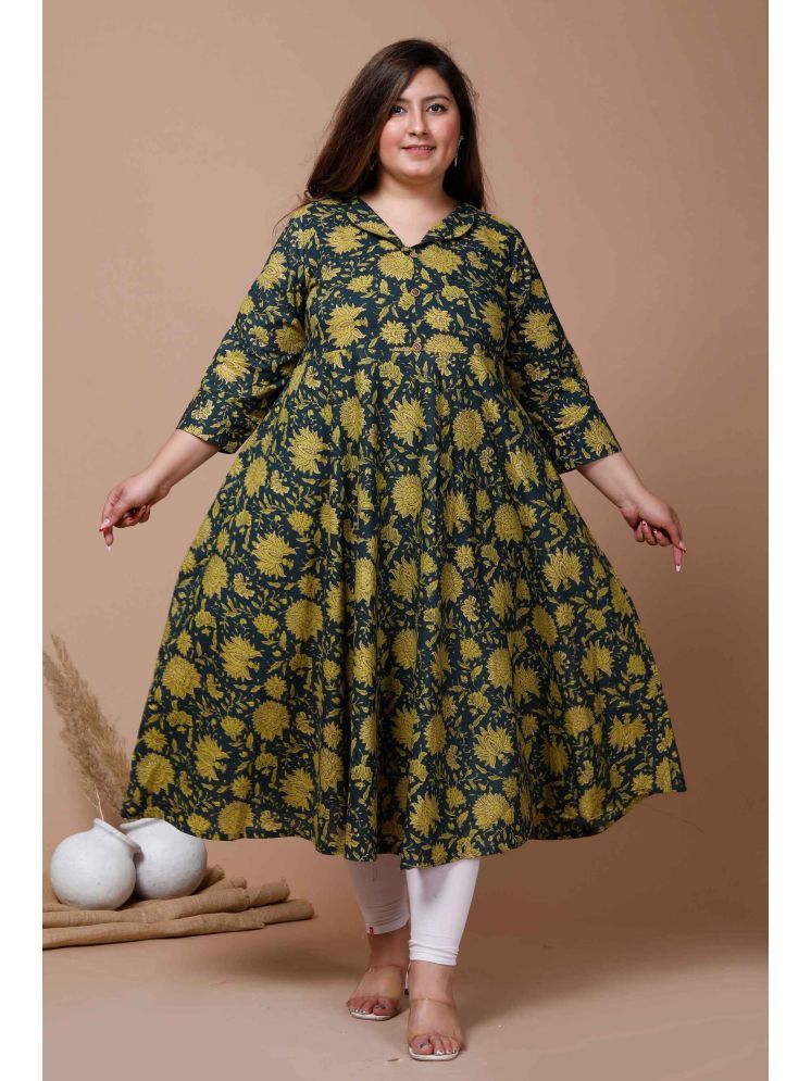     			Doriyaan Pack of 1 Cotton Printed Anarkali Women's Kurti - ( Green )