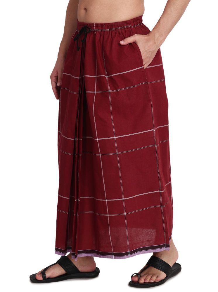     			GOWRI TEX Cotton Blend Men's Lungi Red ( Pack of 1 )