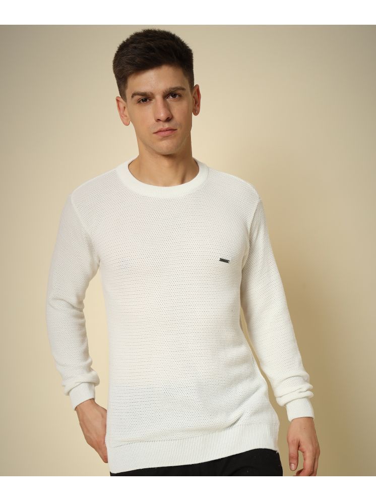     			HELL BOUND Woollen Round Neck Men's Full Sleeves Pullover Sweater - White ( Pack of 1 )