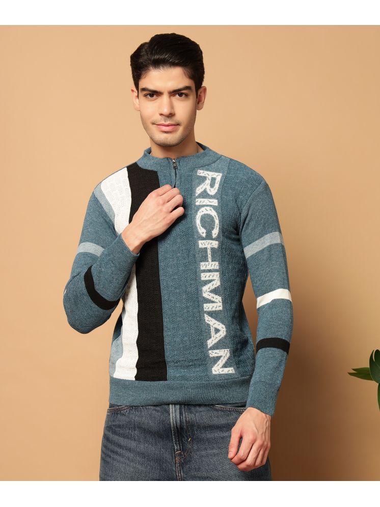     			HELL BOUND Woollen Round Neck Men's Full Sleeves Pullover Sweater - Blue ( Pack of 1 )