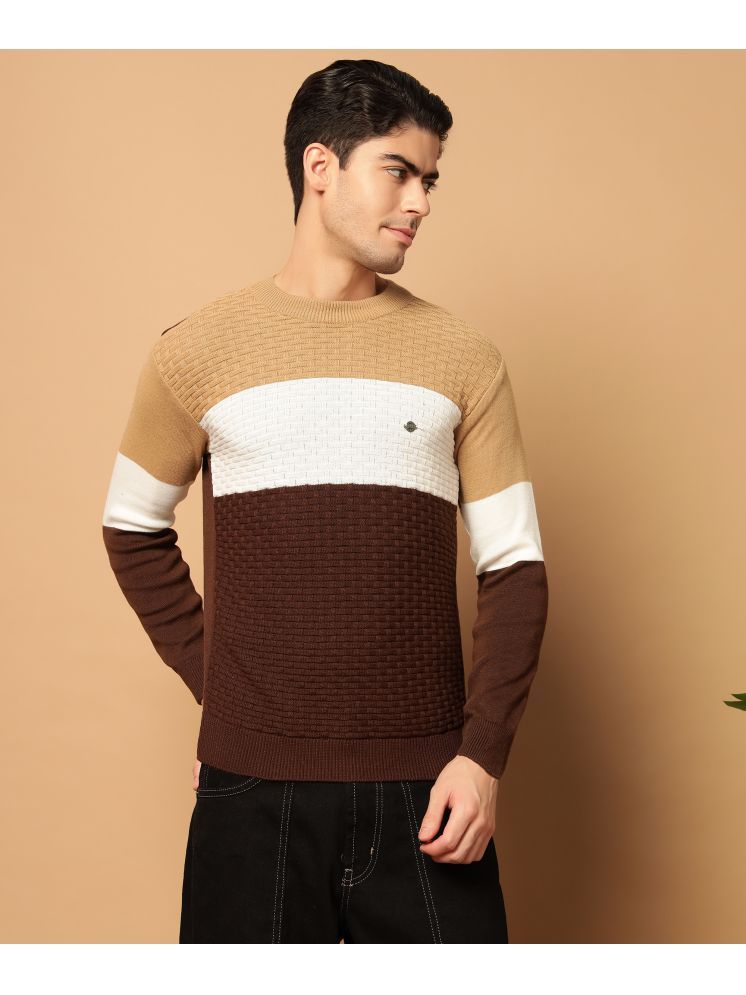     			HELL BOUND Woollen Round Neck Men's Full Sleeves Pullover Sweater - Brown ( Pack of 1 )