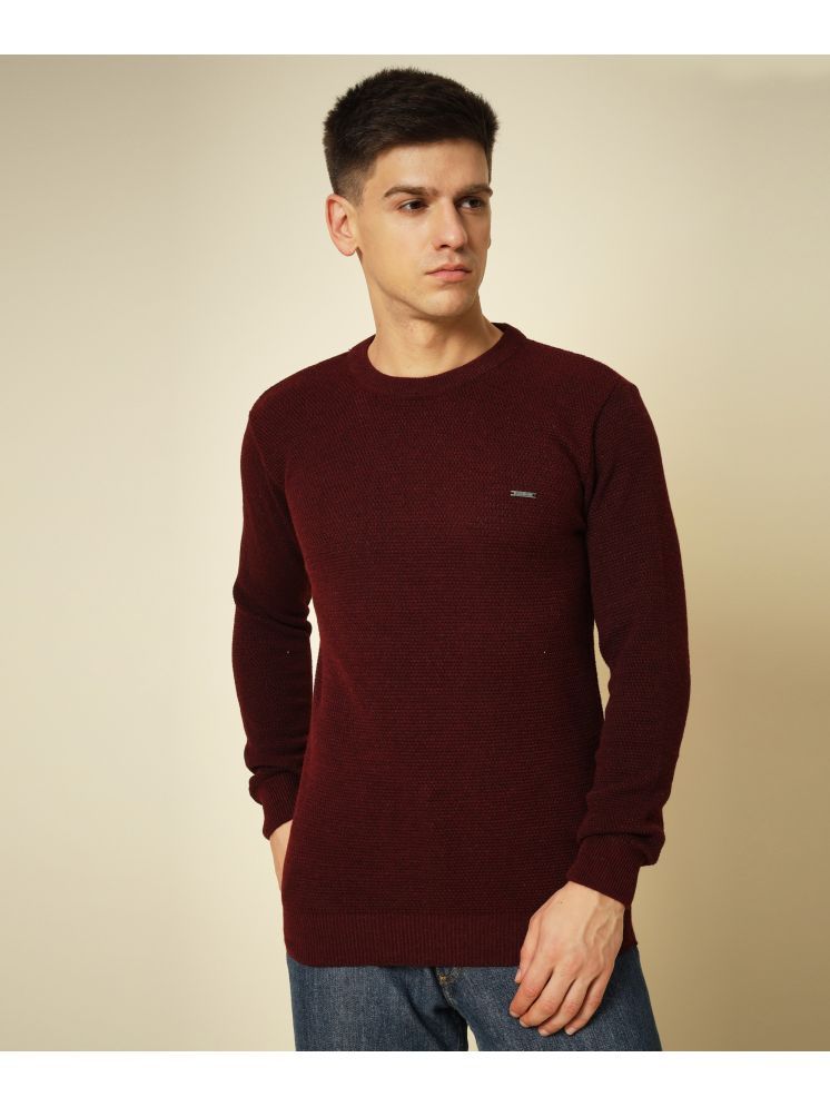     			HELL BOUND Woollen Round Neck Men's Full Sleeves Pullover Sweater - Maroon ( Pack of 1 )