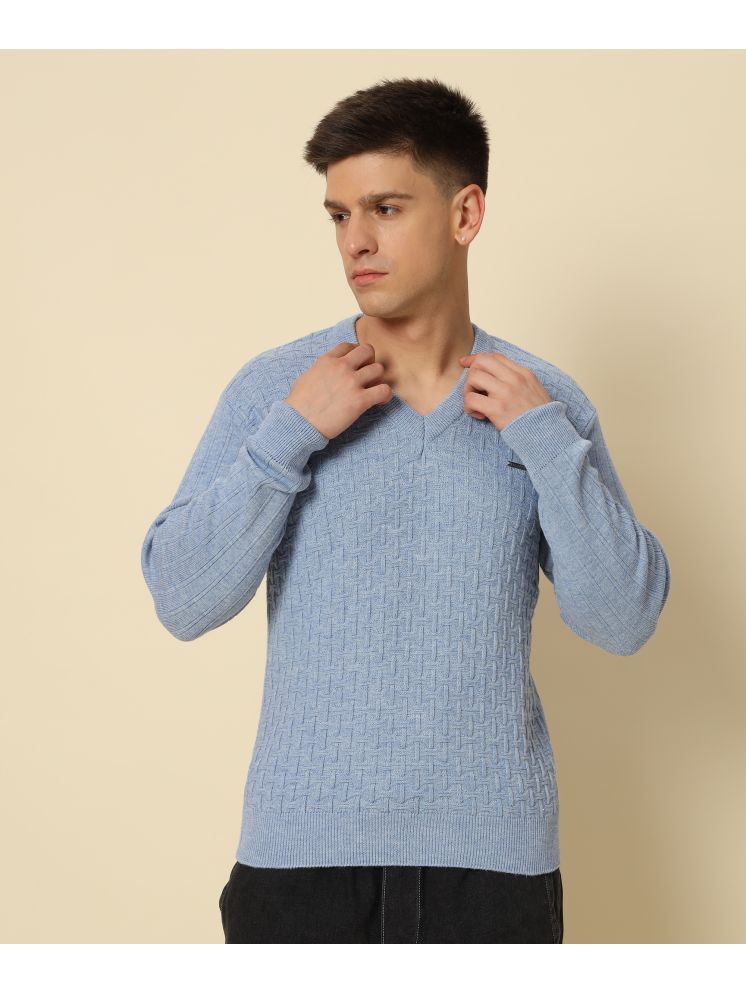     			HELL BOUND Woollen V-Neck Men's Full Sleeves Pullover Sweater - Light Blue ( Pack of 1 )