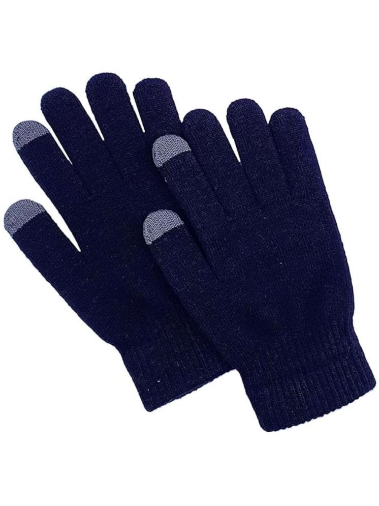     			Infispace Blue Woollen Men's Woollen Gloves ( Pack of 1 )