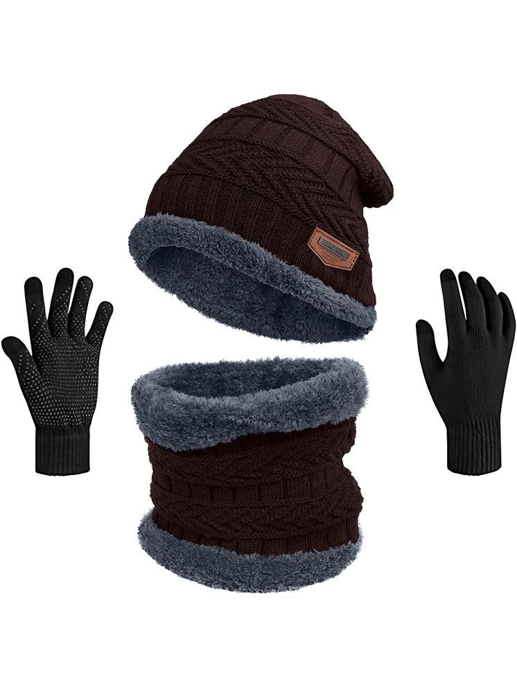     			Infispace Pack of 2 Woollen Men's Cap ( Brown )