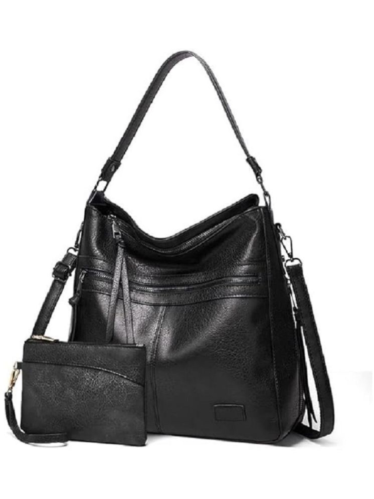     			Lychee Bags Hobo Bag PU Set of 1 ( Black )