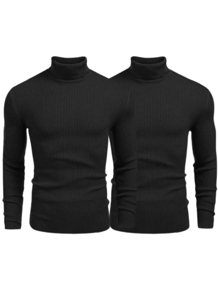     			OLENE Woollen Blend High Neck Men's Full Sleeves Pullover Sweater - Black ( Pack of 2 )