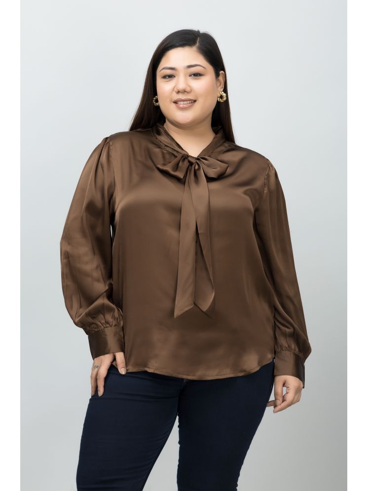     			Purys Coffee Satin Women's Shirt Style Top ( Pack of 1 )