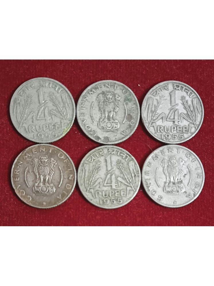     			RARE OLD ISSUE QUARTER RUPEES{1/4} 6 COIN SET IN USED CONDITION