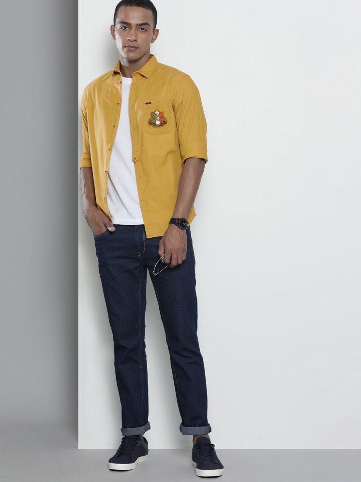     			The Indian Garage Co Men Mustard Regular Fit Opaque Solid Casual Shirt