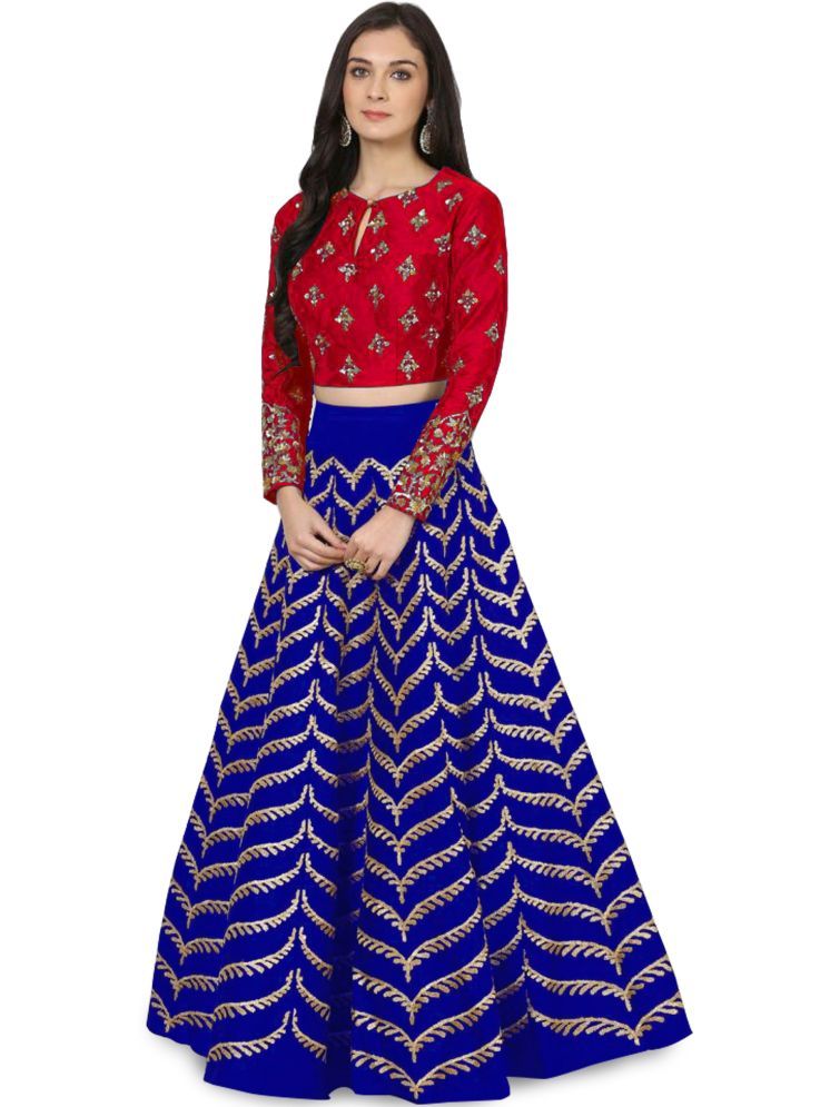     			kedar fab Blue Silk Blends Circular Semi Stitched Lehenga Single