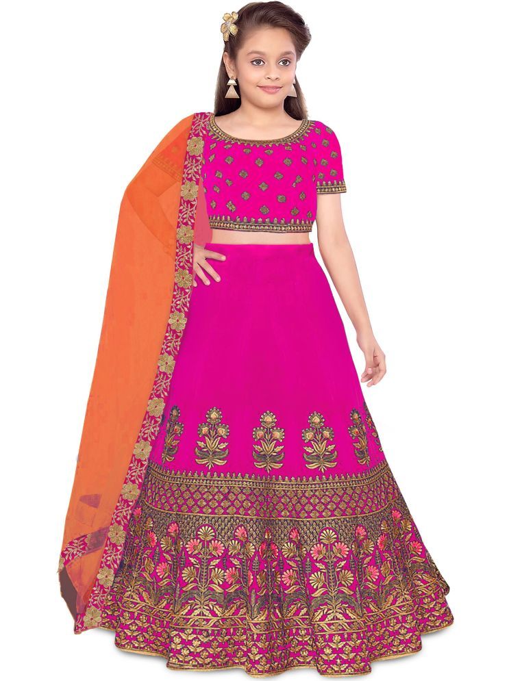     			kedar fab Silk Lehenga Choli Set For Girls ( Pack of 1 , Pink )