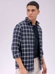 The Indian Garage Co. 100% Cotton Regular Fit Checks Full Sleeves Men's Casual Shirt - Navy Blue ( Pack of 1 )