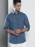 The Indian Garage Co Men Blue Striped Casual Shirt