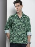 The Indian Garage Co Men Green & Black Printed Cotton Casual Shirt