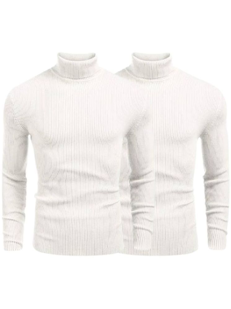     			OLENE Woollen Blend High Neck Men's Full Sleeves Pullover Sweater - White ( Pack of 2 )