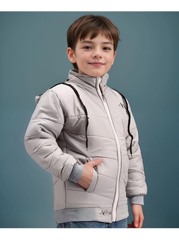     			PLUS PARADISE Boys Polyester Quilted & Bomber Jacket ( Grey , Pack of 1 )