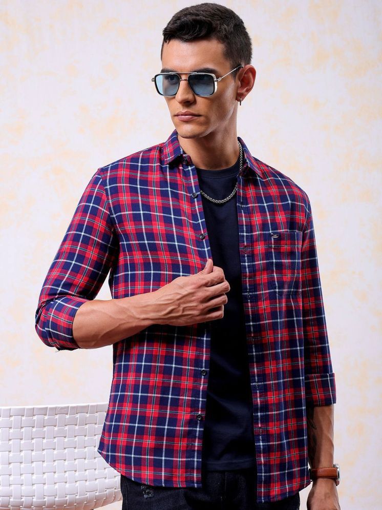     			The Indian Garage Co Men Slim Fit Tartan Checks Pure Cotton Casual Shirt