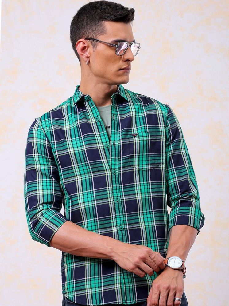     			The Indian Garage Co. 100% Cotton Slim Fit Checks Full Sleeves Men's Casual Shirt - Green ( Pack of 1 )