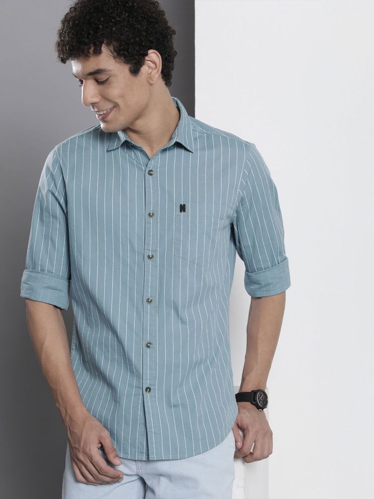     			The Indian Garage Co. 100% Cotton Regular Fit Striped Full Sleeves Men's Casual Shirt - Blue ( Pack of 1 )