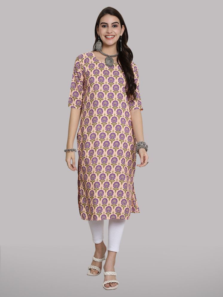     			1 Stop Fashion Pack of 1 Crepe Printed Straight Women's Kurti - ( Beige )