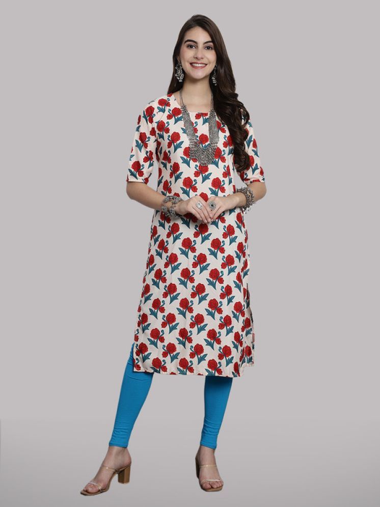     			1 Stop Fashion Pack of 1 Crepe Printed Straight Women's Kurti - ( Red )