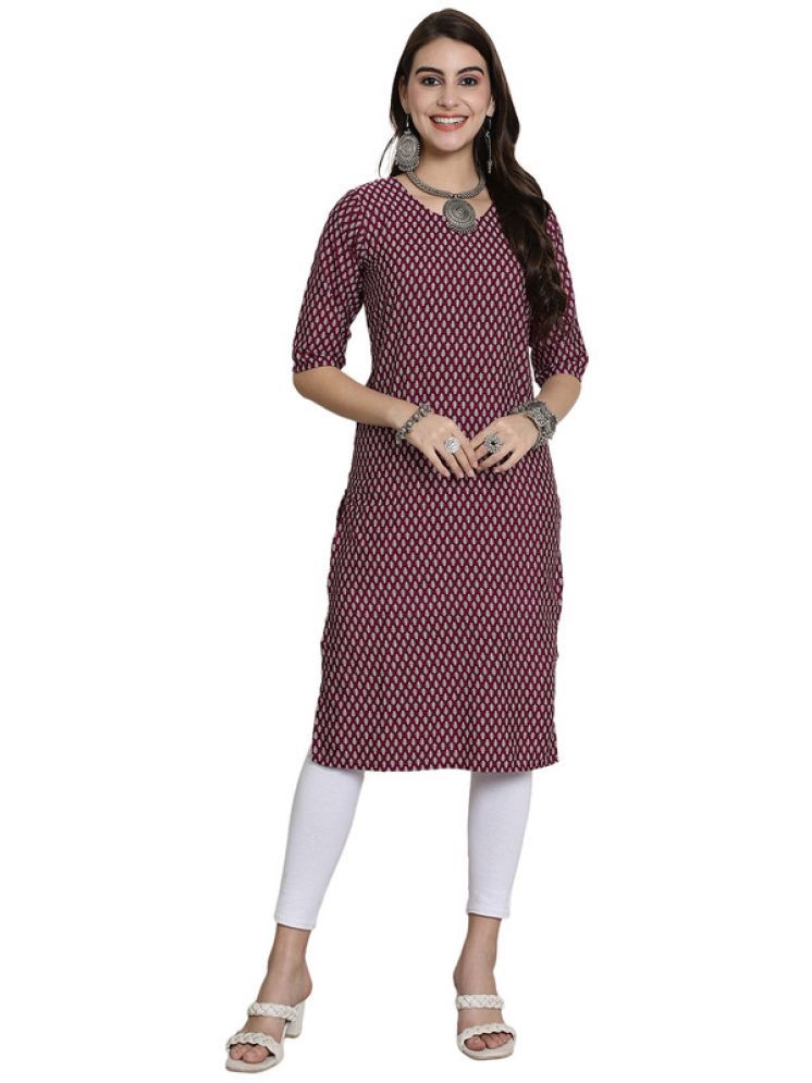     			1 Stop Fashion Pack of 1 Crepe Printed Straight Women's Kurti - ( Pink )