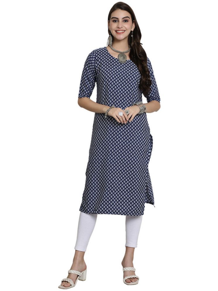     			1 Stop Fashion Pack of 1 Crepe Printed Nayra Women's Kurti - ( Blue )