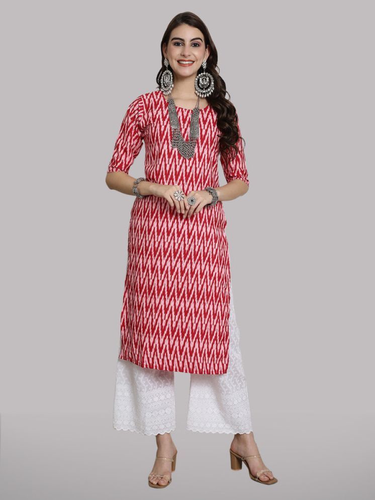     			1 Stop Fashion Pack of 1 Crepe Printed Straight Women's Kurti - ( Pink )