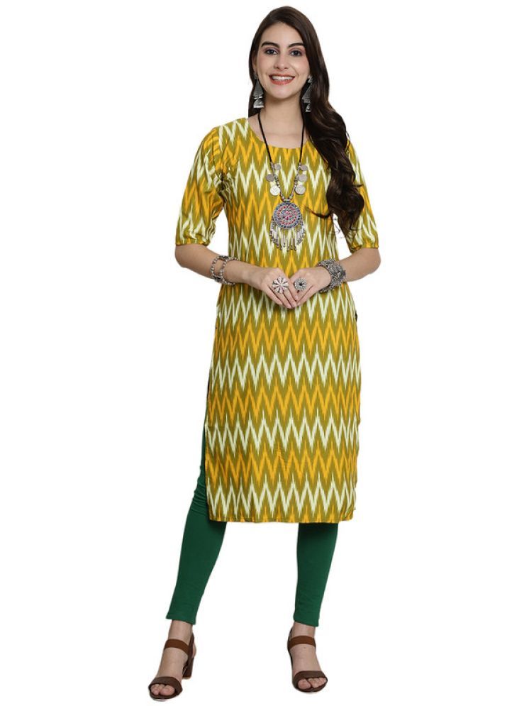     			1 Stop Fashion Pack of 1 Crepe Printed Straight Women's Kurti - ( Yellow )