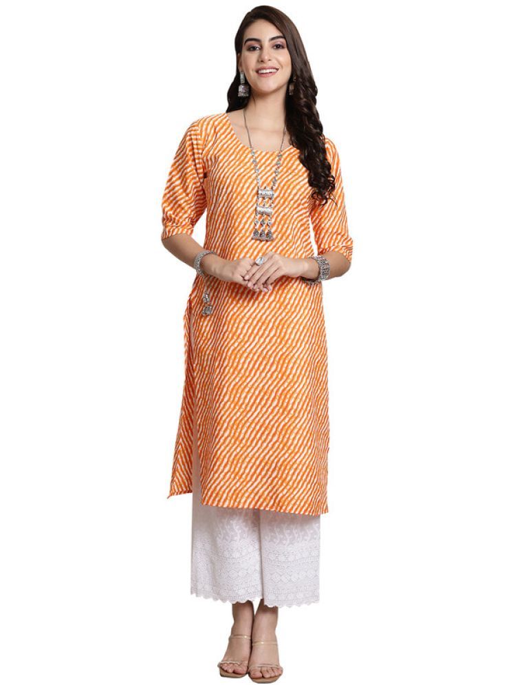     			1 Stop Fashion Pack of 1 Crepe Printed Straight Women's Kurti - ( Orange )