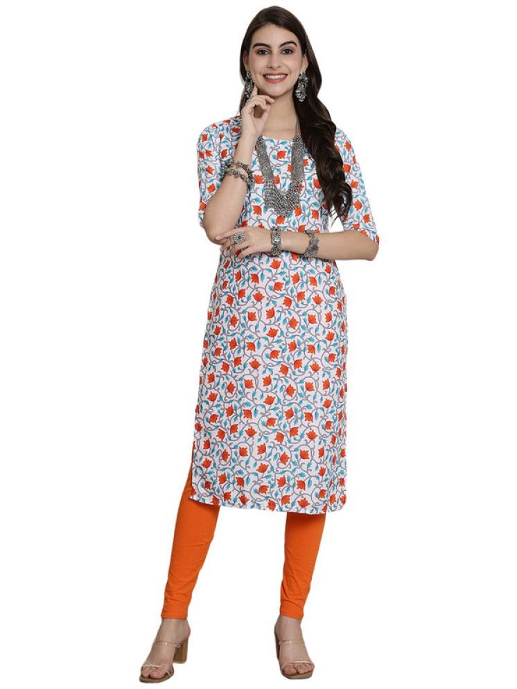     			1 Stop Fashion Pack of 1 Crepe Printed Nayra Women's Kurti - ( White )