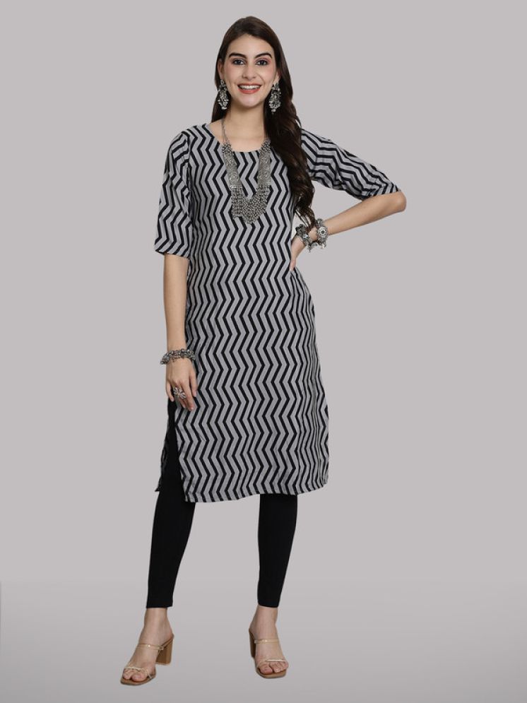     			1 Stop Fashion Pack of 1 Crepe Printed Nayra Women's Kurti - ( Black )