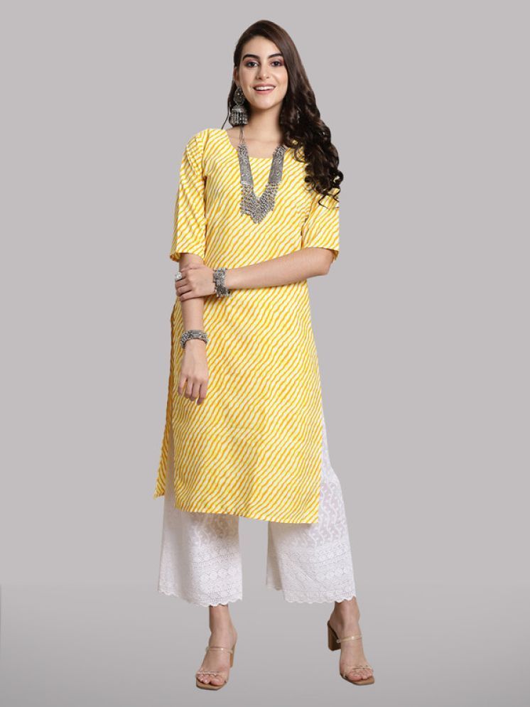     			1 Stop Fashion Pack of 1 Crepe Striped Straight Women's Kurti - ( Yellow )