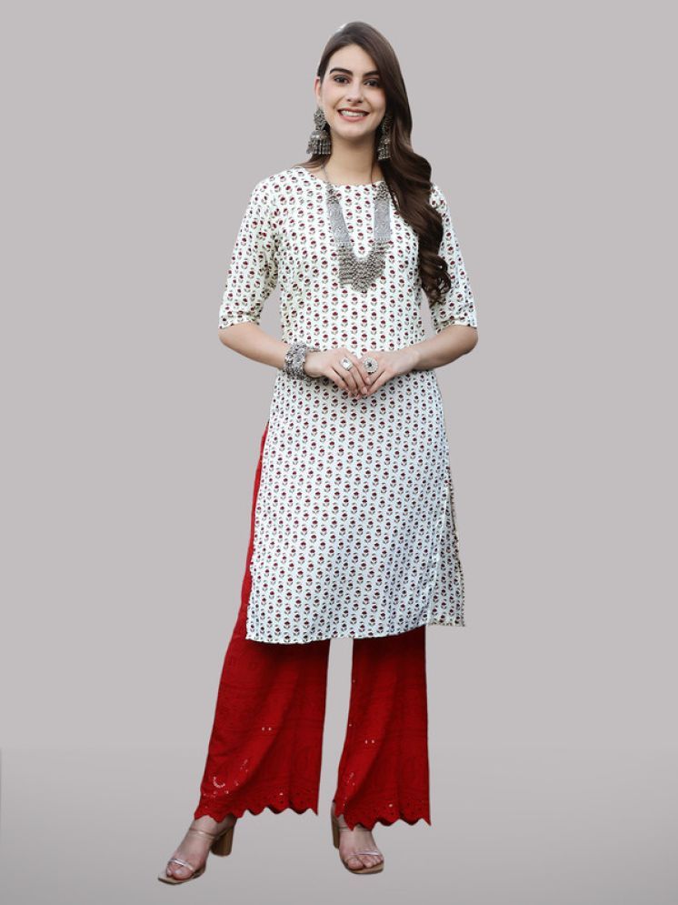     			1 Stop Fashion Pack of 1 Crepe Printed Straight Women's Kurti - ( Beige )