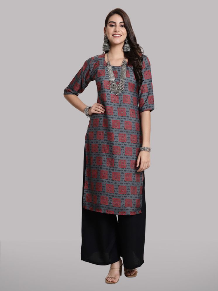     			1 Stop Fashion Pack of 1 Crepe Printed Straight Women's Kurti - ( Multicolor2 )