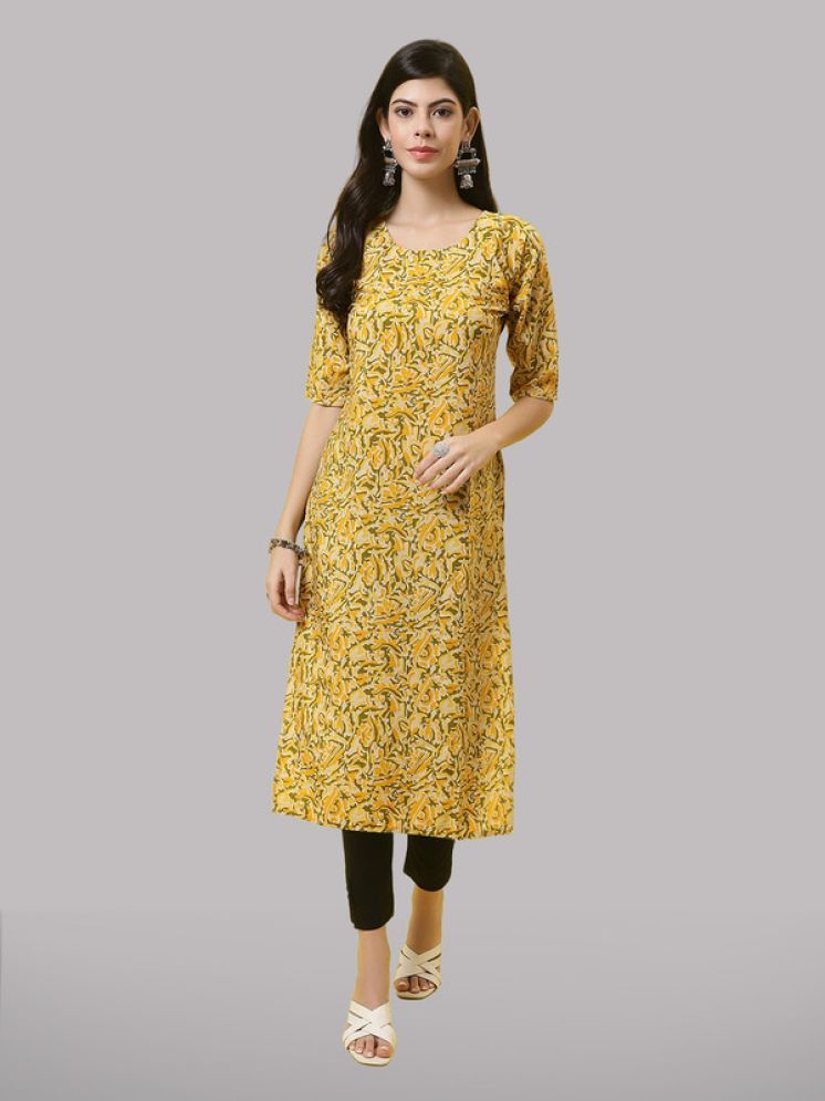     			1 Stop Fashion Pack of 1 Crepe Printed Straight Women's Kurti - ( Yellow )