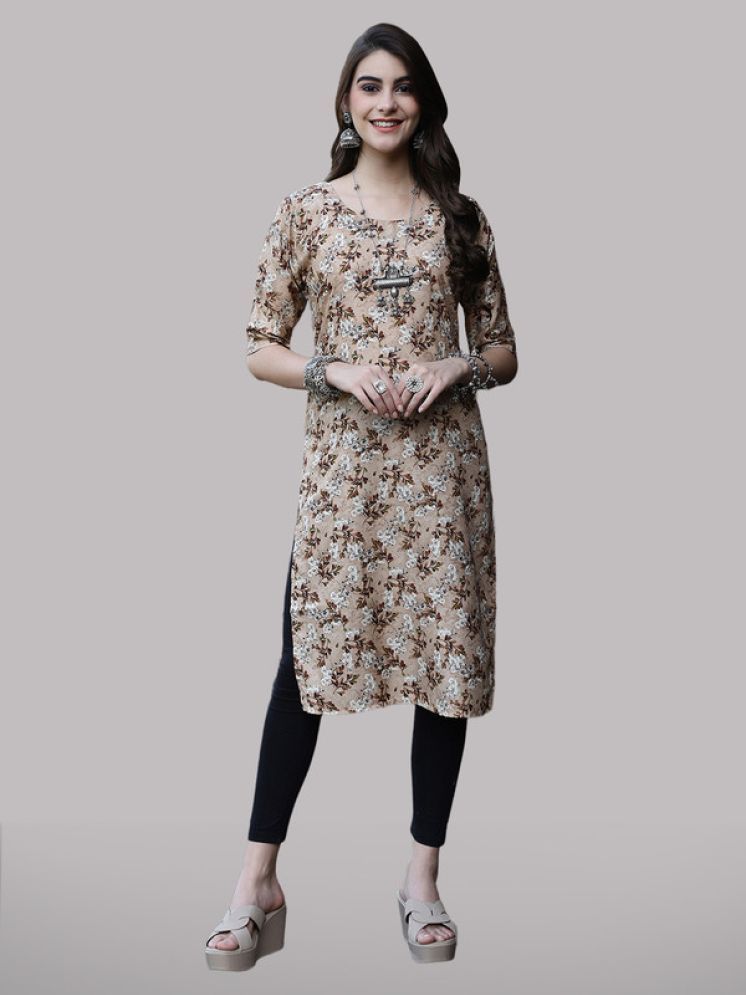     			1 Stop Fashion Pack of 1 Crepe Printed Straight Women's Kurti - ( Beige )