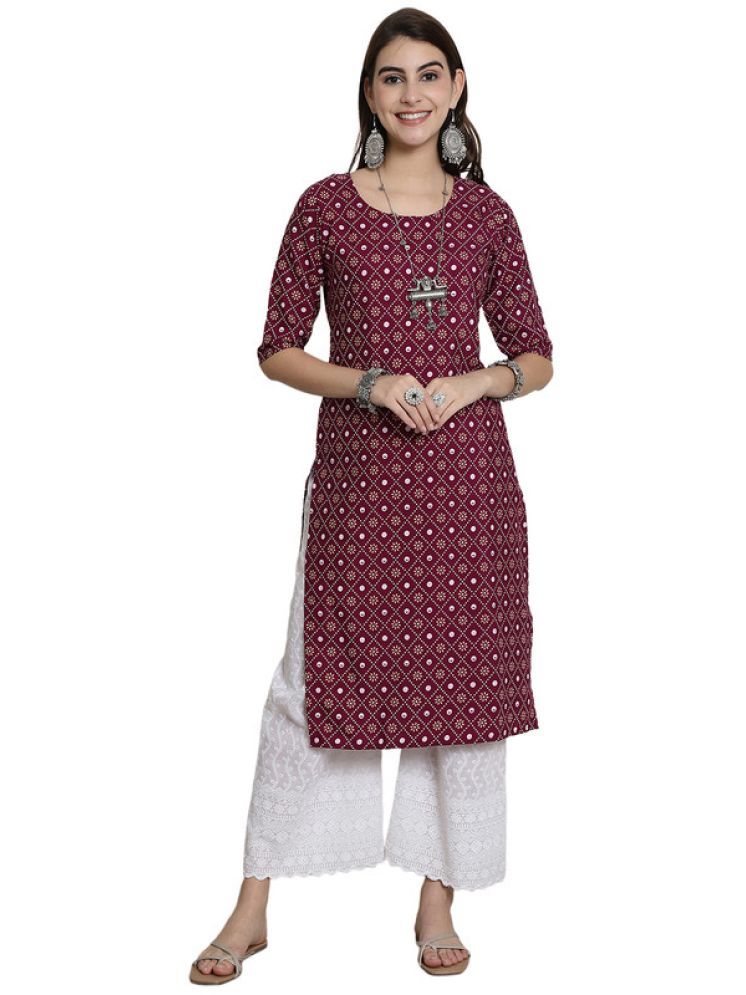     			1 Stop Fashion Pack of 1 Crepe Printed Straight Women's Kurti - ( Purple )