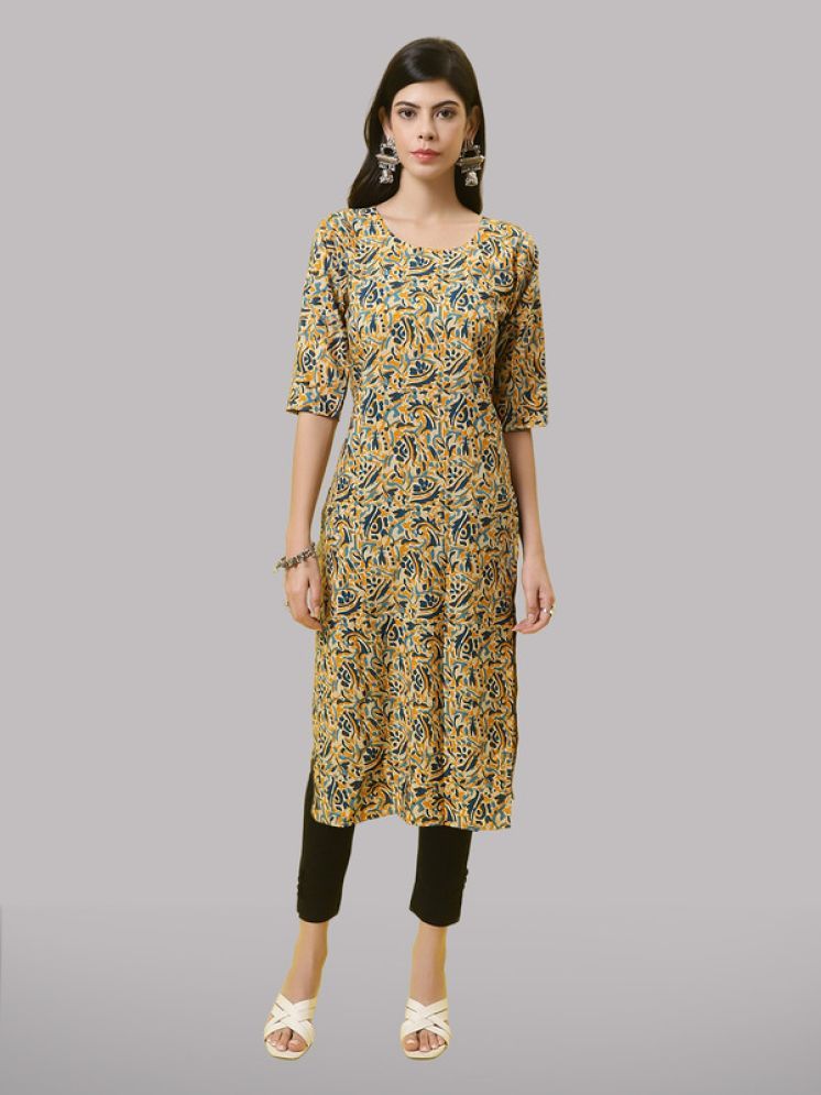     			1 Stop Fashion Pack of 1 Crepe Printed Straight Women's Kurti - ( Yellow & Black )