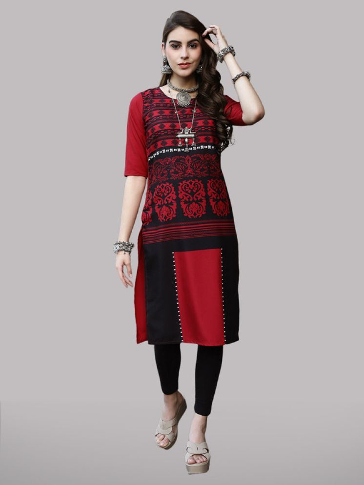     			1 Stop Fashion Pack of 1 Crepe Printed Nayra Women's Kurti - ( Maroon )