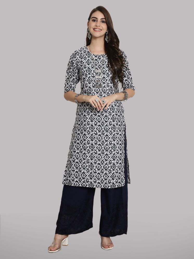     			1 Stop Fashion Pack of 1 Crepe Printed Straight Women's Kurti - ( Black )