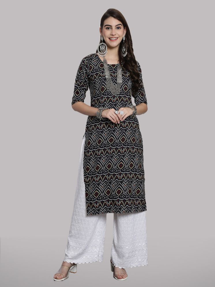     			1 Stop Fashion Pack of 1 Crepe Printed Straight Women's Kurti - ( Black )