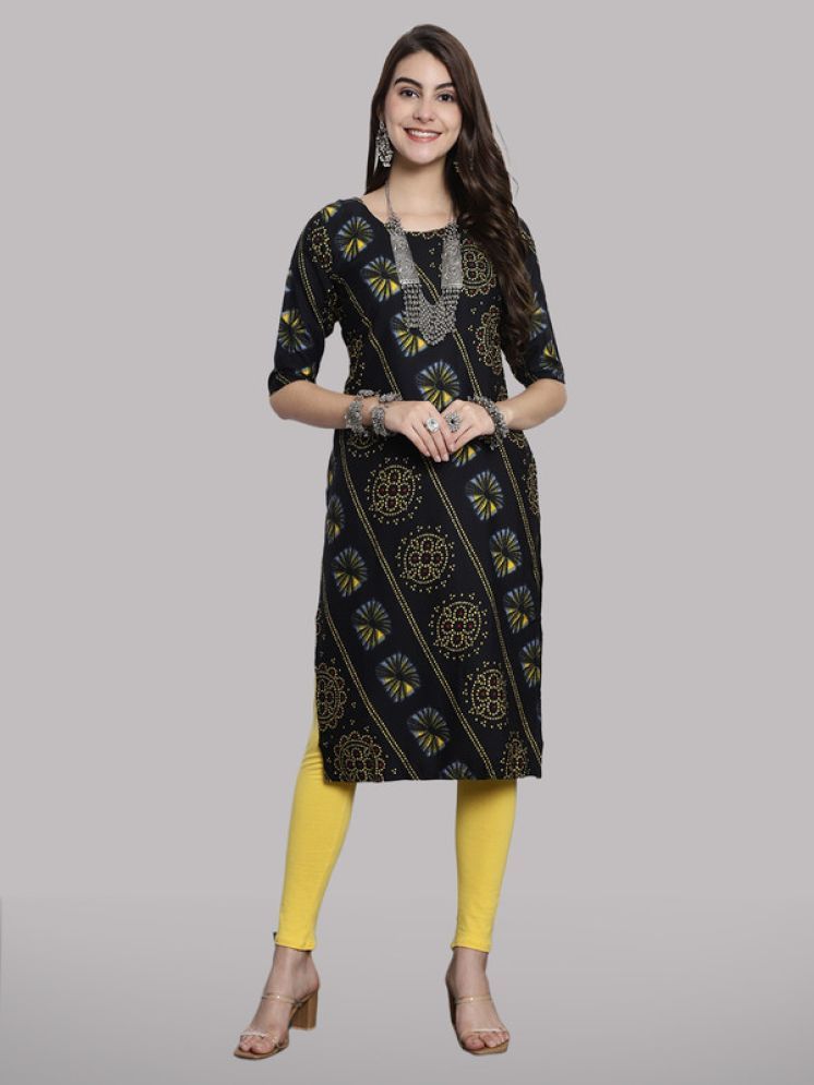     			1 Stop Fashion Pack of 1 Crepe Printed Straight Women's Kurti - ( Yellow & Black )